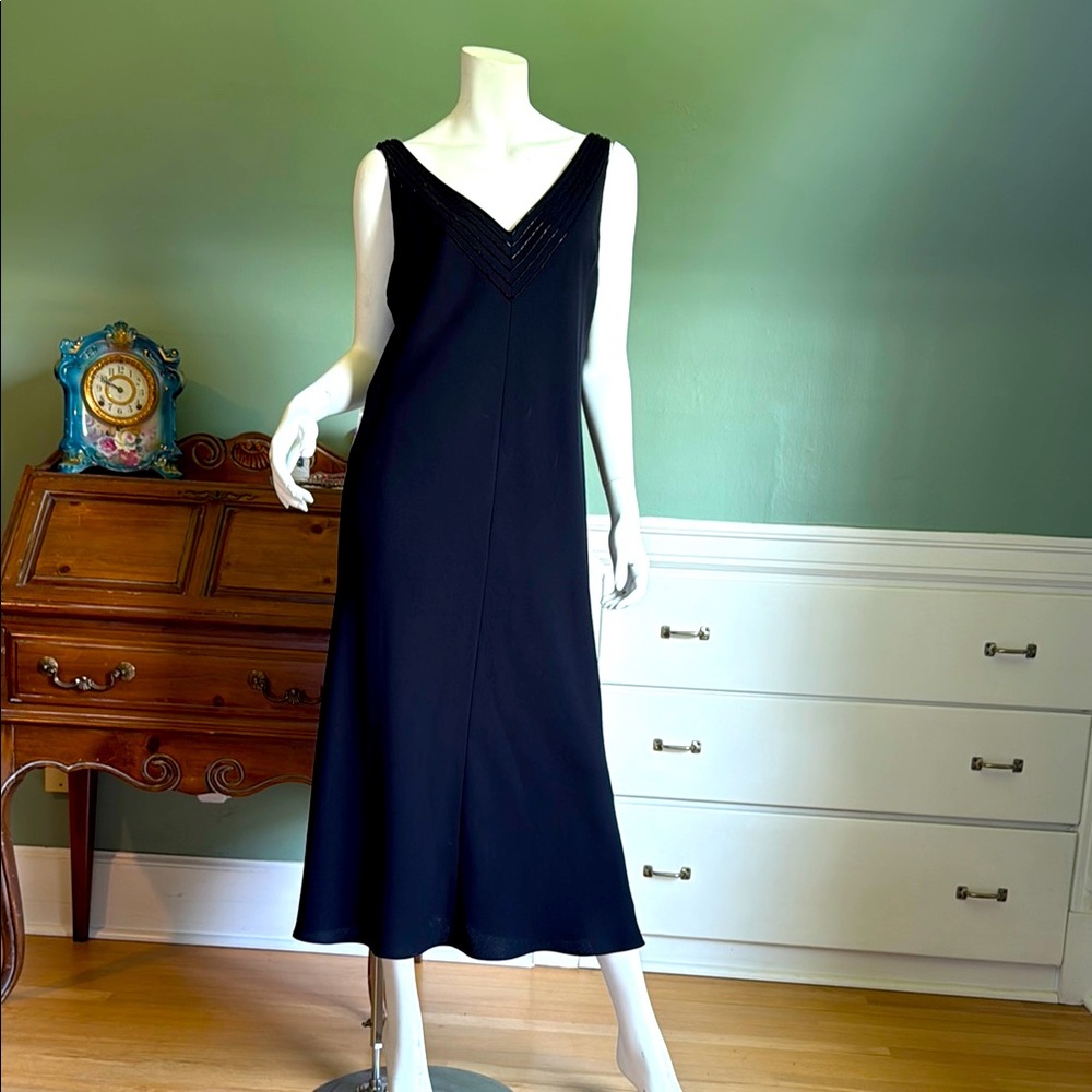 Jones New York Blue Sleeveless V-Neck Midi Dress